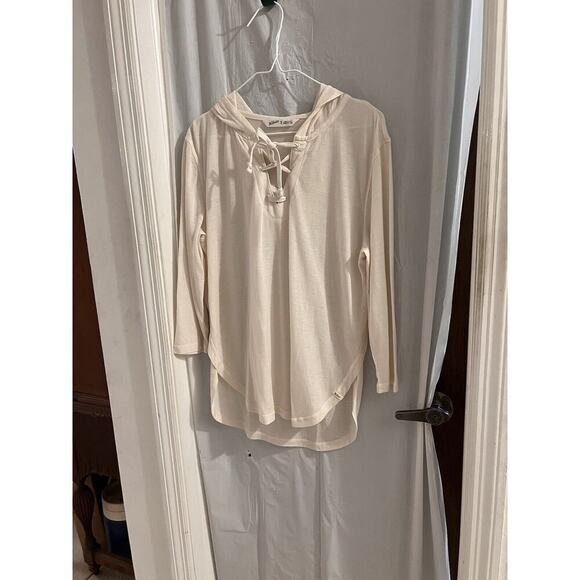 woolrich cream hooded lace up wool blend shirt size m Boho - Picture 1 of 6